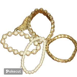 Bracelet set 4 pc gold color with faux pearl set